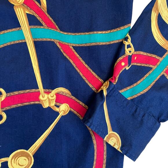 L-Ralph Lauren Sz L Signature Equestrian Print Long Sleeve Button Down Shirt - Picture 13 of 16